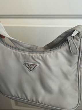 Prada Silver-Gray Jacquard Lining Bag Interior